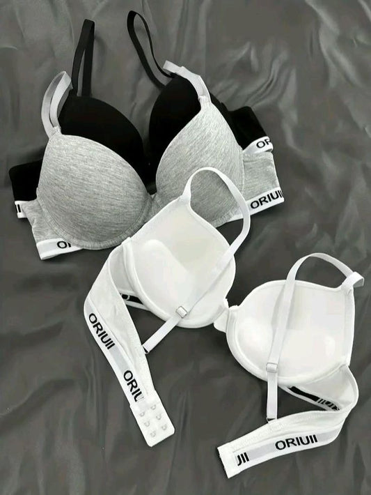PACK OF 3 Women's Front Buckle Bra Thin Style Bras
